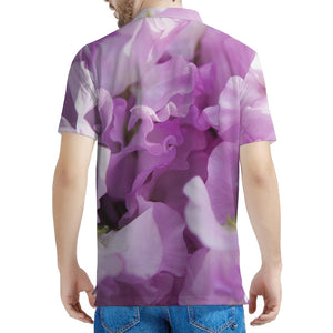 Purple Sweet Pea Print Men's Polo Shirt