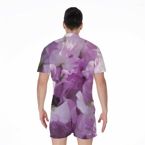 Purple Sweet Pea Print Men's Rompers