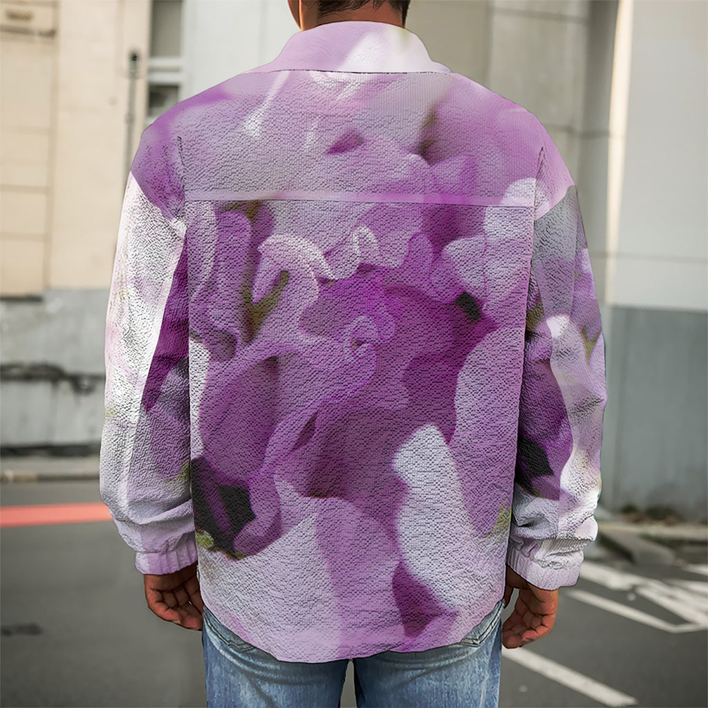 Purple Sweet Pea Print Men's Shirt Jacket