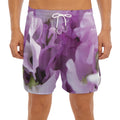 Purple Sweet Pea Print Men's Split Running Shorts