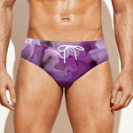Purple Sweet Pea Print Men's Swim Briefs