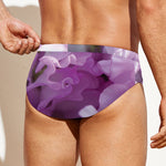 Purple Sweet Pea Print Men's Swim Briefs