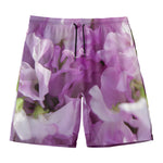 Purple Sweet Pea Print Men's Swim Trunks