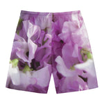 Purple Sweet Pea Print Men's Swim Trunks