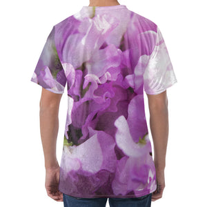 Purple Sweet Pea Print Men's Velvet T-Shirt