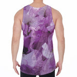 Purple Sweet Pea Print Men's Velvet Tank Top