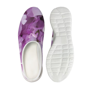 Purple Sweet Pea Print Mesh Casual Shoes