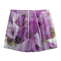 Purple Sweet Pea Print Mesh Shorts