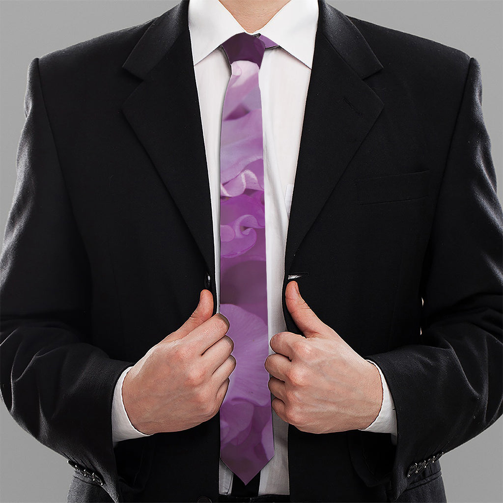 Purple Sweet Pea Print Necktie