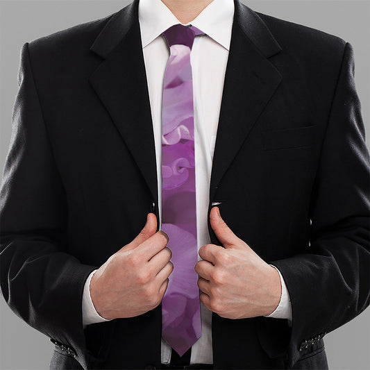 Purple Sweet Pea Print Necktie