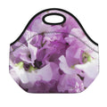 Purple Sweet Pea Print Neoprene Lunch Bag