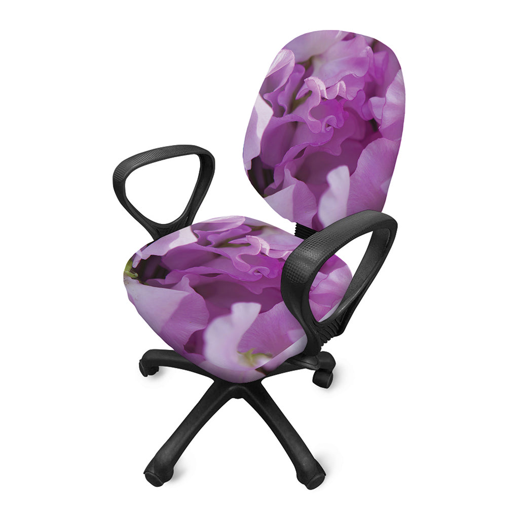 Purple Sweet Pea Print Office Chair Cover
