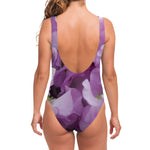 Purple Sweet Pea Print One Piece Swimsuit