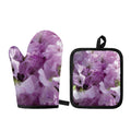 Purple Sweet Pea Print Oven Mitt And Pot Holder Set