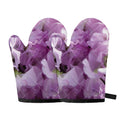 Purple Sweet Pea Print Oven Mitts