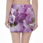 Purple Sweet Pea Print Pencil Mini Skirt
