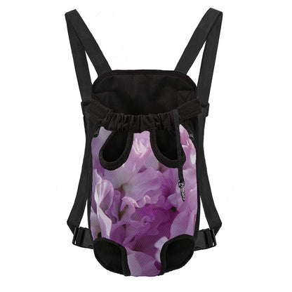 Purple Sweet Pea Print Pet Carrier Backpack