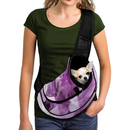 Purple Sweet Pea Print Pet Sling Carrier