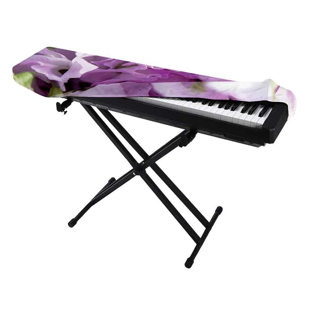 Purple Sweet Pea Print Piano Keyboard Cover