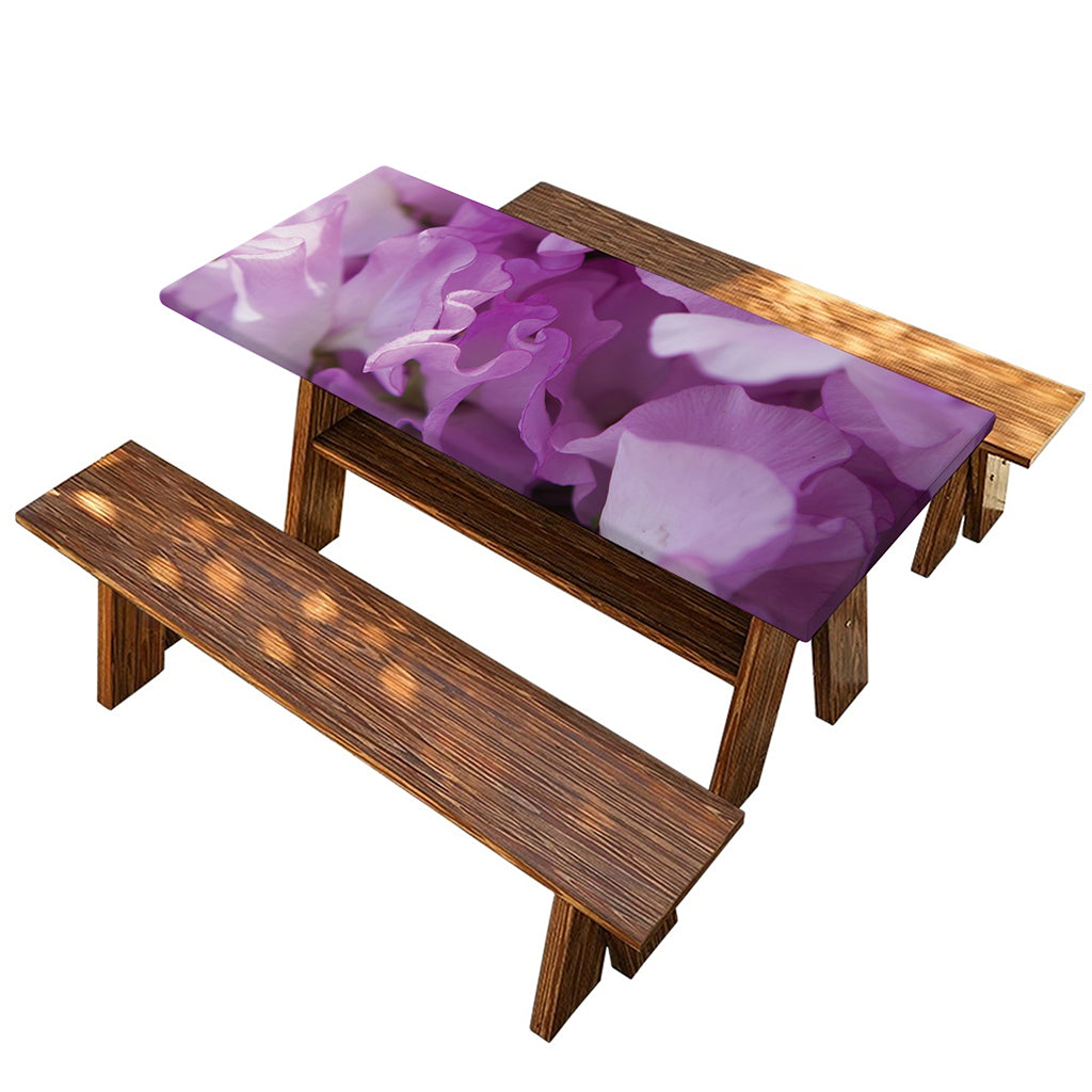 Purple Sweet Pea Print Picnic Table Cover