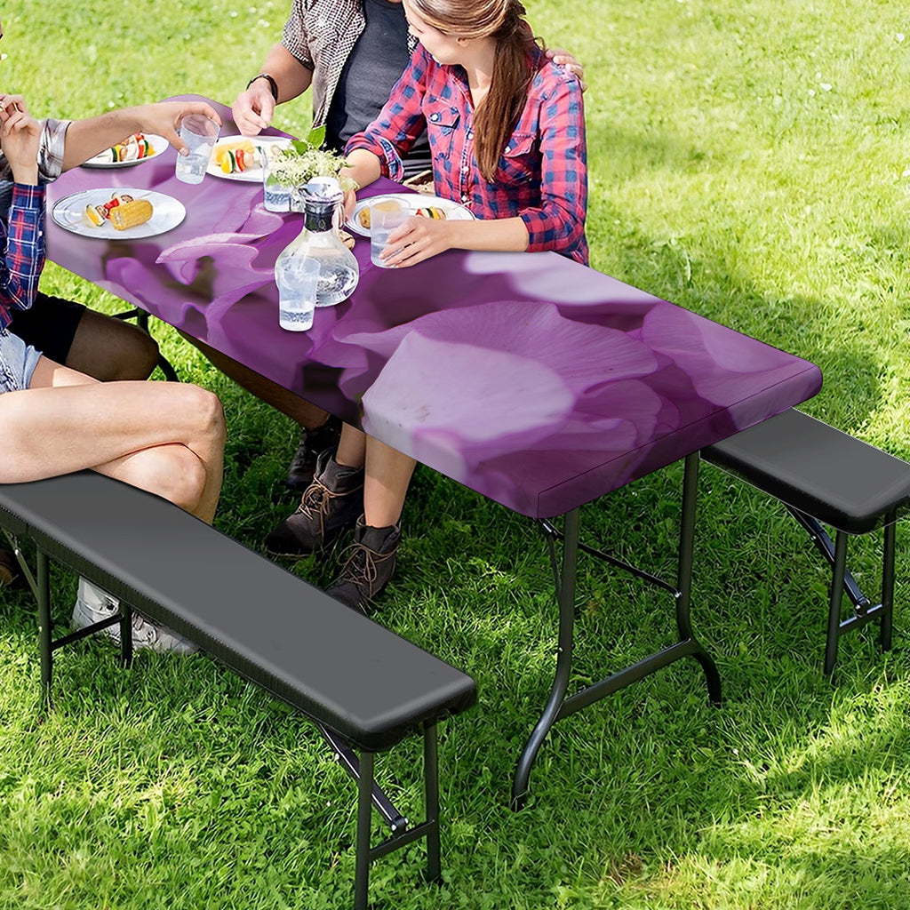 Purple Sweet Pea Print Picnic Table Cover