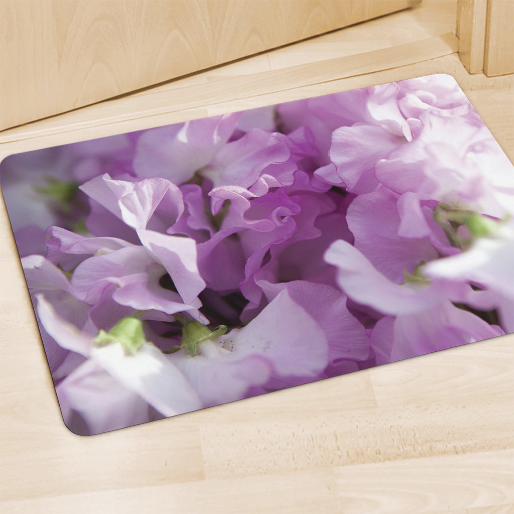 Purple Sweet Pea Print Polyester Doormat