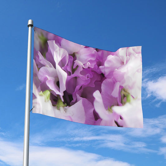 Purple Sweet Pea Print Polyester Flag