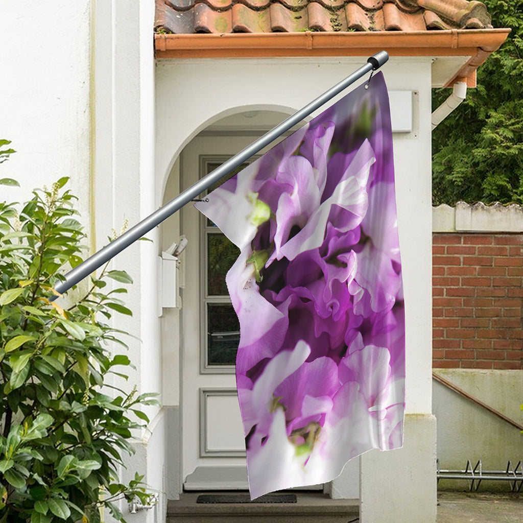 Purple Sweet Pea Print Polyester Flag