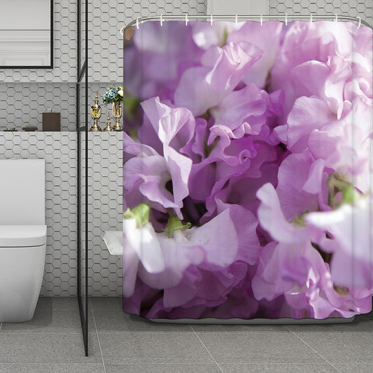Purple Sweet Pea Print Polyester Shower Curtain