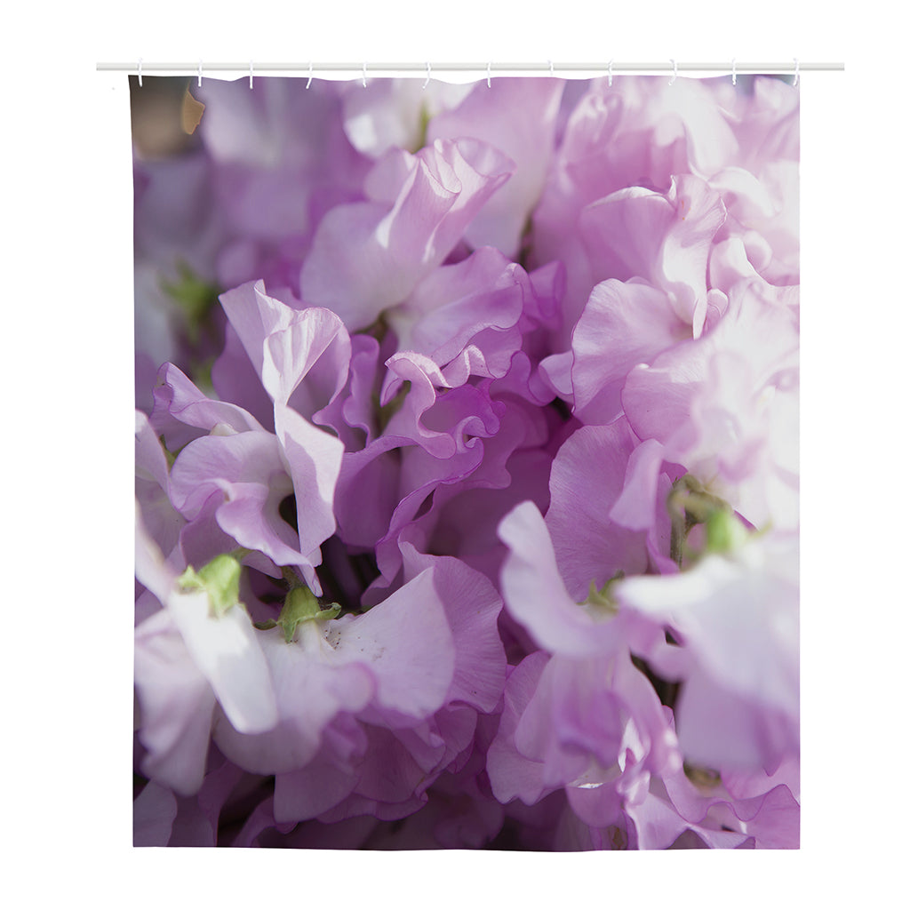 Purple Sweet Pea Print Polyester Shower Curtain