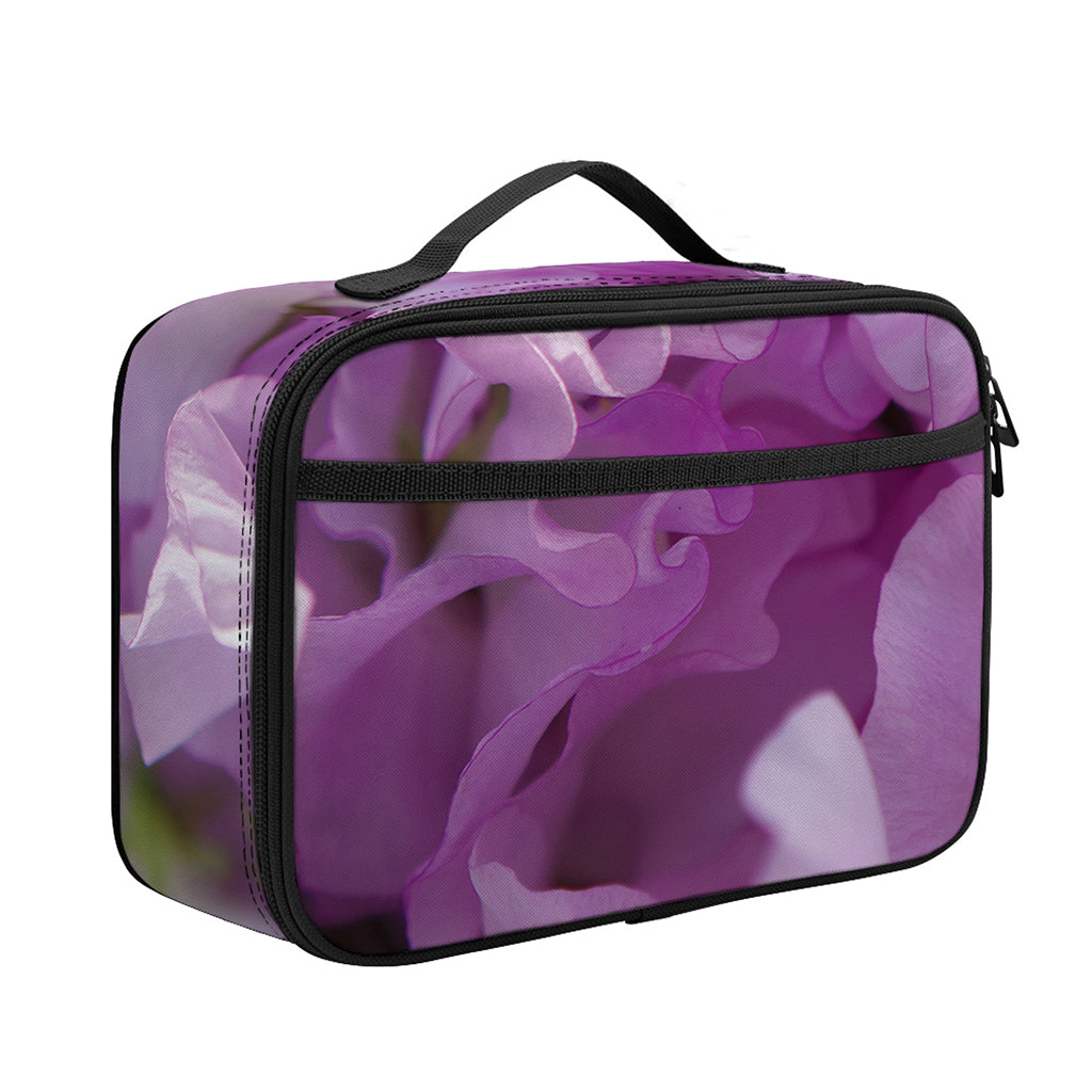 Purple Sweet Pea Print Portable Lunch Bag