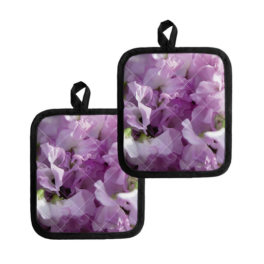 Purple Sweet Pea Print Pot Holders