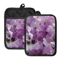 Purple Sweet Pea Print Pot Holders With Pocket