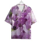 Purple Sweet Pea Print Rayon Hawaiian Shirt