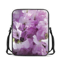 Purple Sweet Pea Print Rectangular Crossbody Bag