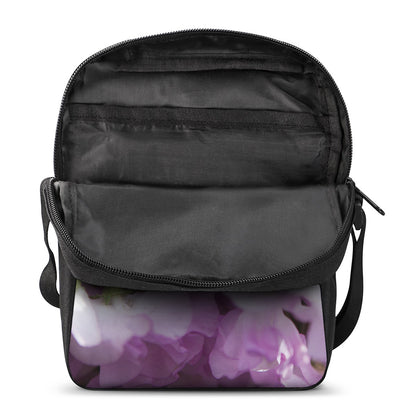 Purple Sweet Pea Print Rectangular Crossbody Bag