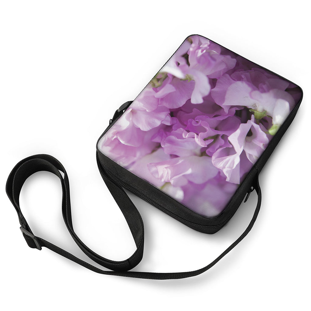 Purple Sweet Pea Print Rectangular Crossbody Bag