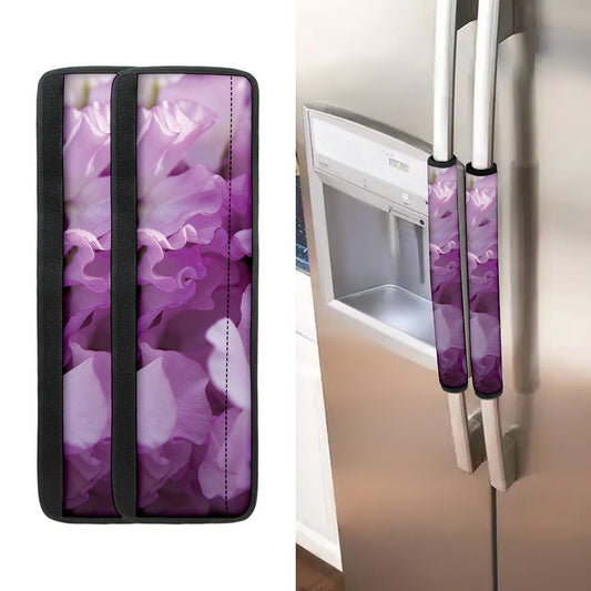 Purple Sweet Pea Print Refrigerator Handle Covers