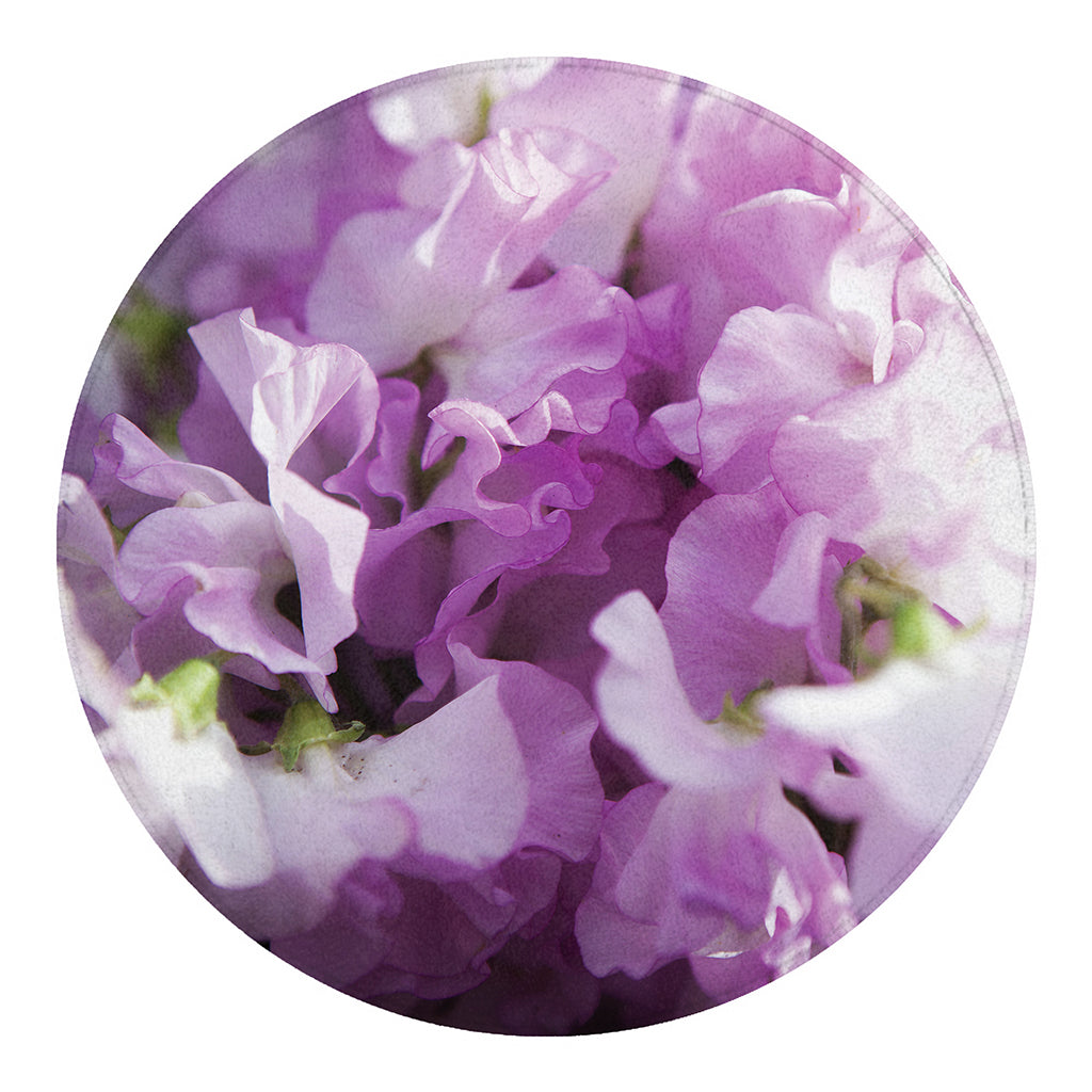 Purple Sweet Pea Print Round Blanket