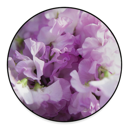 Purple Sweet Pea Print Round Floor Mat