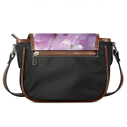 Purple Sweet Pea Print Saddle Bag
