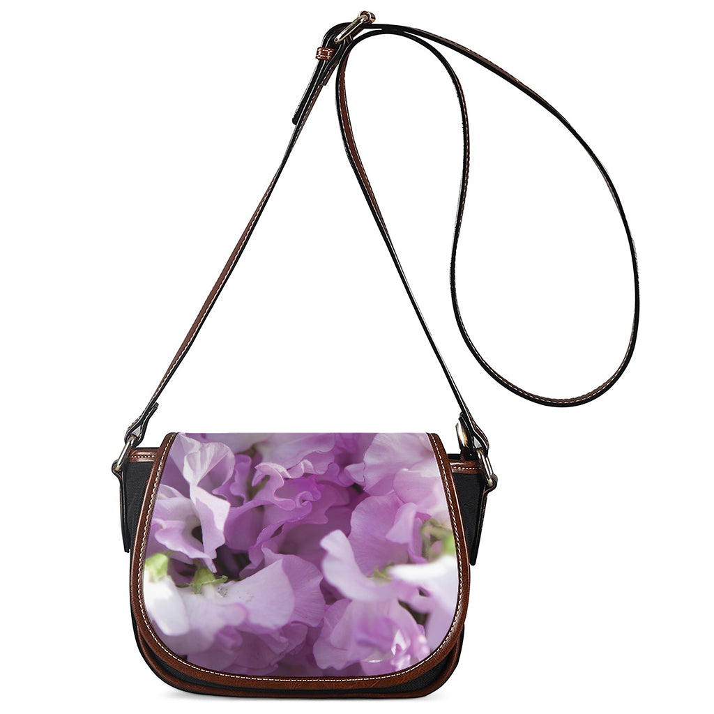 Purple Sweet Pea Print Saddle Bag