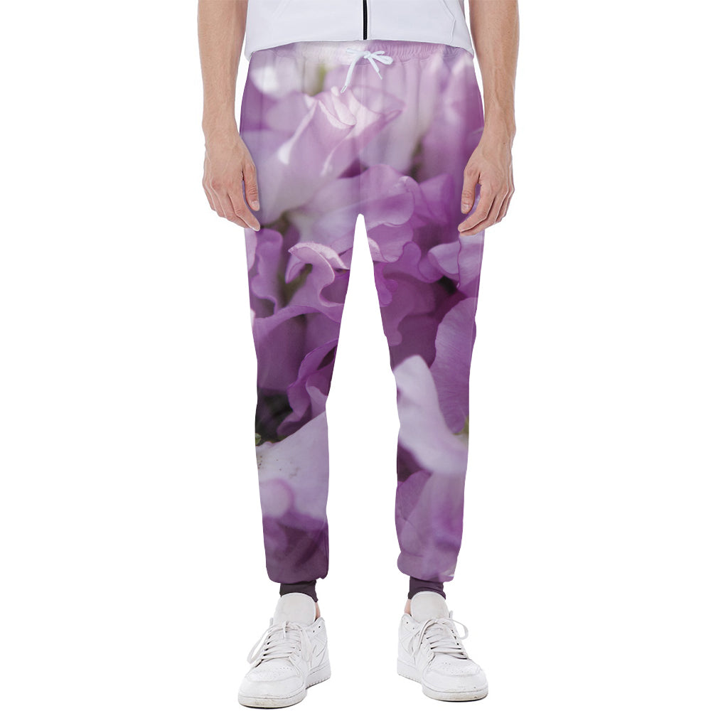 Purple Sweet Pea Print Scuba Joggers