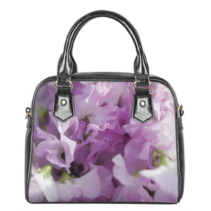 Purple Sweet Pea Print Shoulder Handbag