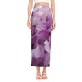 Purple Sweet Pea Print Side Slit Maxi Skirt