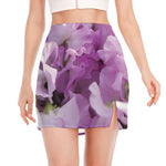 Purple Sweet Pea Print Side Slit Mini Skirt