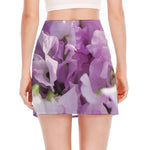 Purple Sweet Pea Print Side Slit Mini Skirt