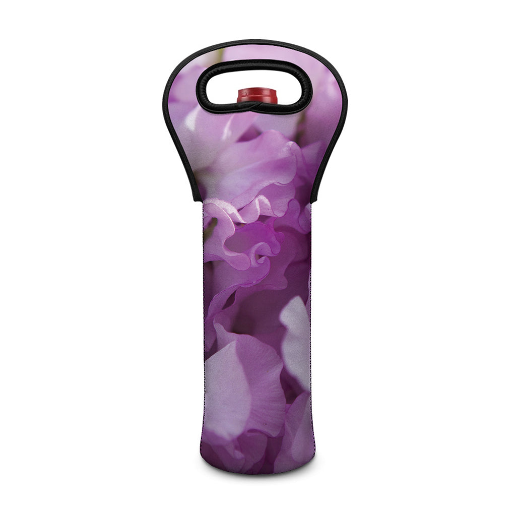 Purple Sweet Pea Print Single Neoprene Wine Tote