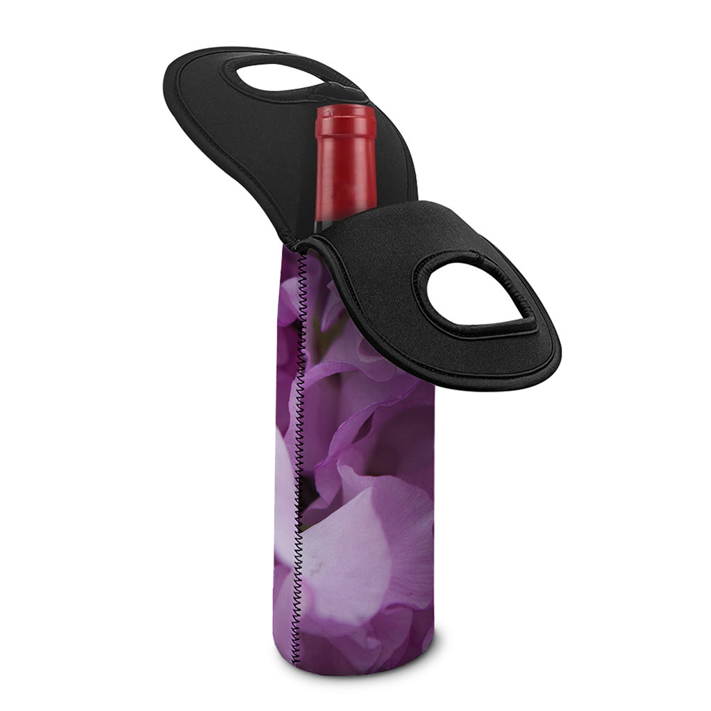 Purple Sweet Pea Print Single Neoprene Wine Tote