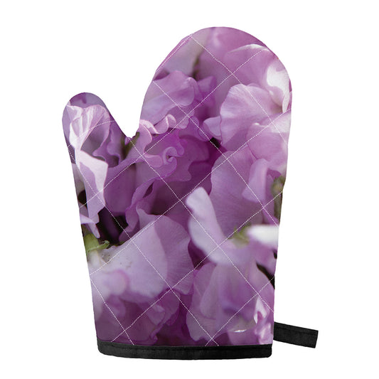 Purple Sweet Pea Print Single Oven Mitt